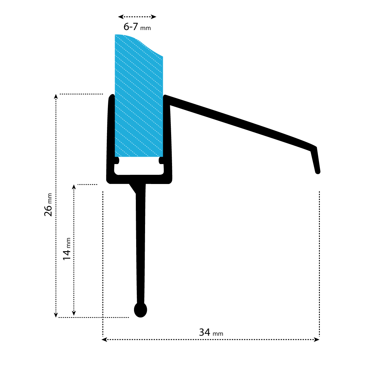 STEIGNER 190cm Joint détanchéité de remplacement pour les vitres d’une épaisseur 5mm/ 6mm/ 7mm/ 8mm UK12